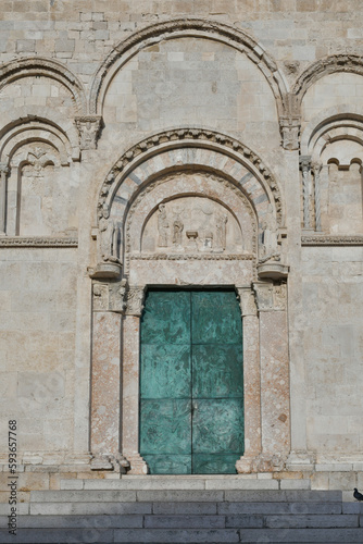 The door of the cathedral of Termoli  a medieval town in the province of Campobasso in Italy.
