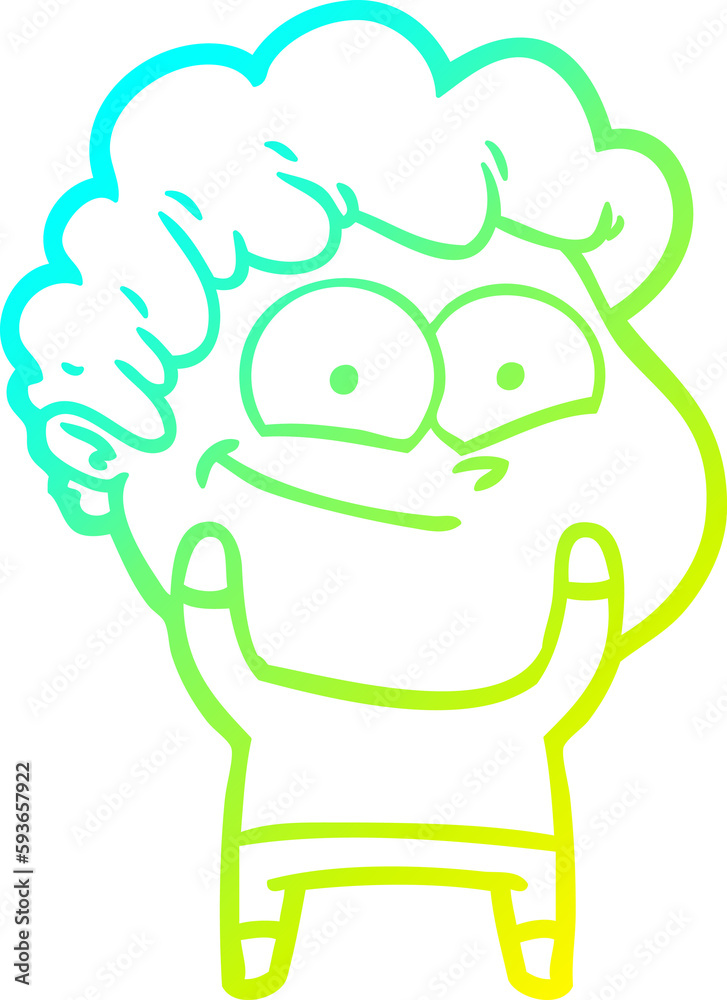 cold gradient line drawing cartoon happy man cold gradient line drawing cartoon happy man