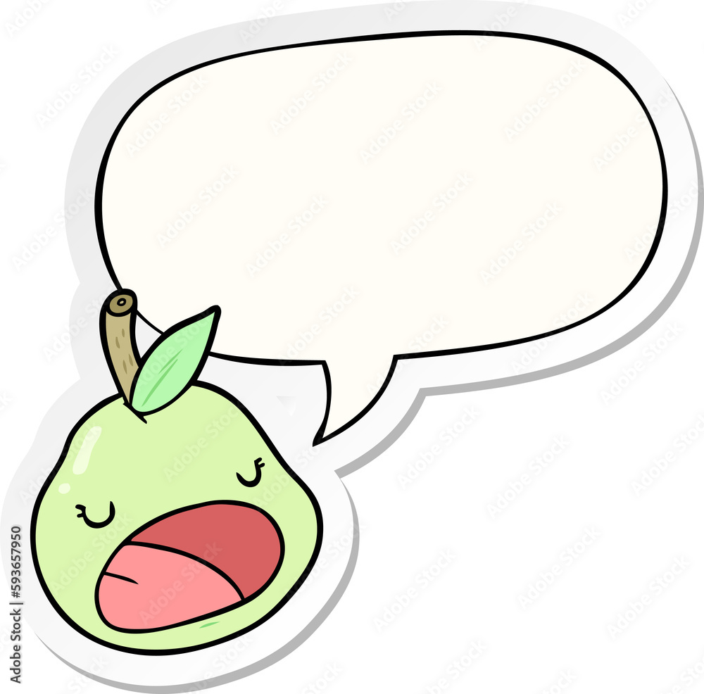 cute cartoon pear and speech bubble sticker cute cartoon pear and speech bubble sticker