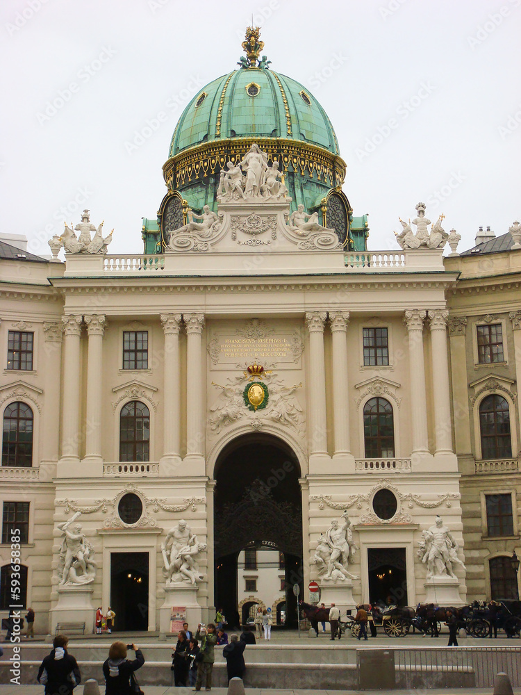 View of Hofburg palace on a day. Close-up. Vienna. Austria.