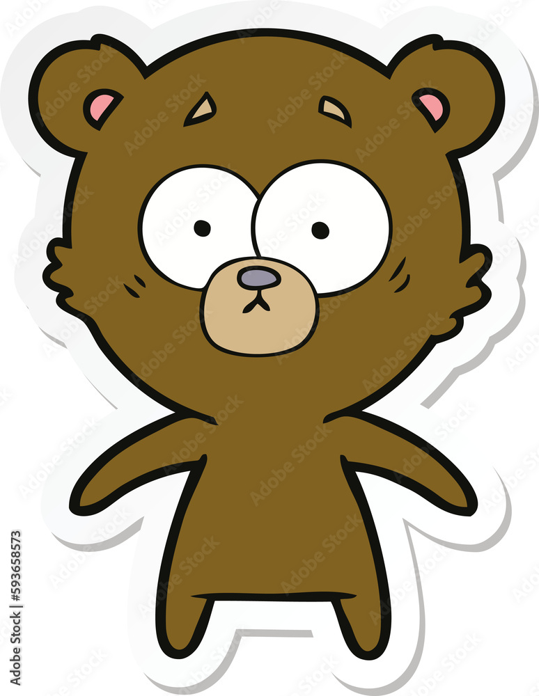 sticker of a worried bear cartoon sticker of a worried bear cartoon