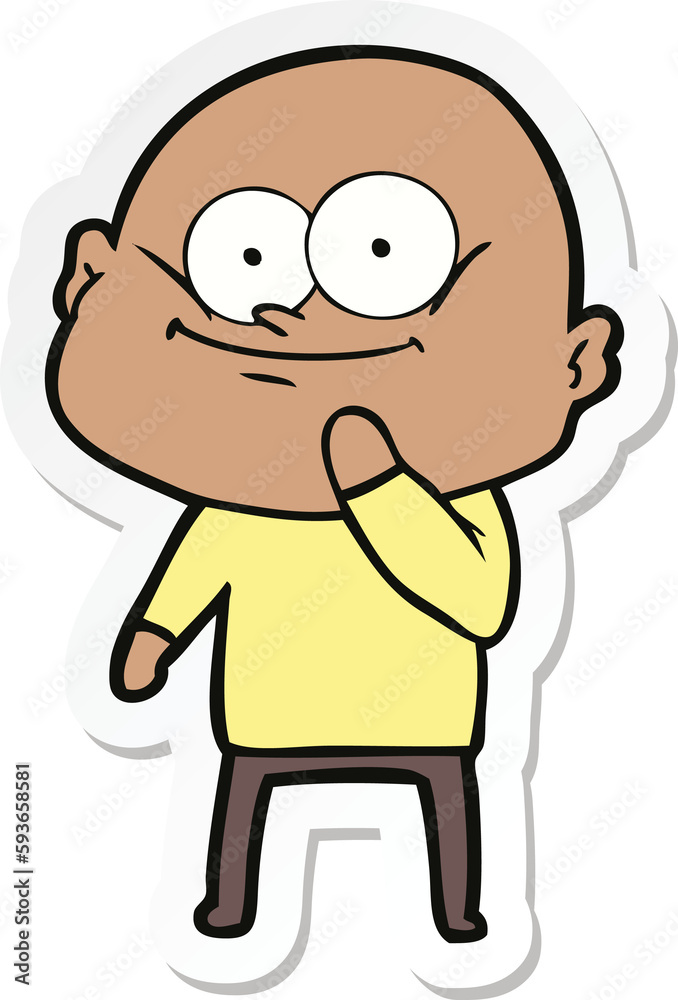 sticker of a cartoon bald man staring