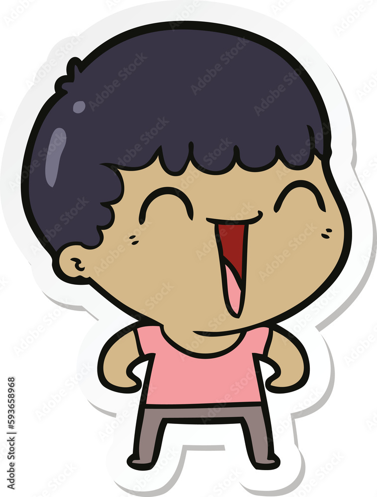 sticker of a cartoon happy man sticker of a cartoon happy man