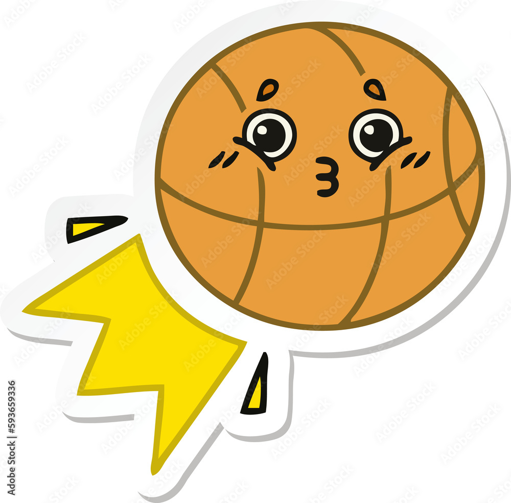 sticker of a cute cartoon basketball