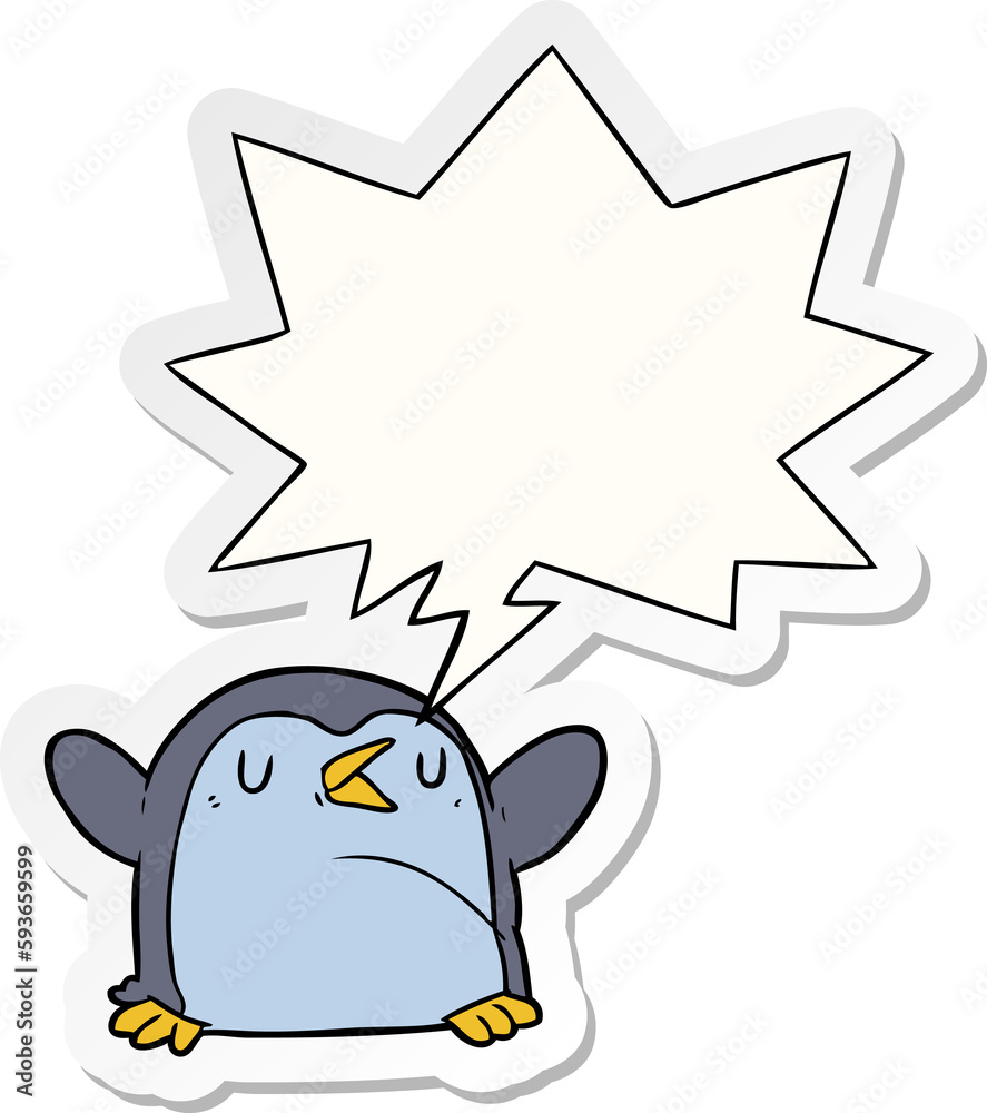 cartoon penguin and speech bubble sticker cartoon penguin and speech bubble sticker