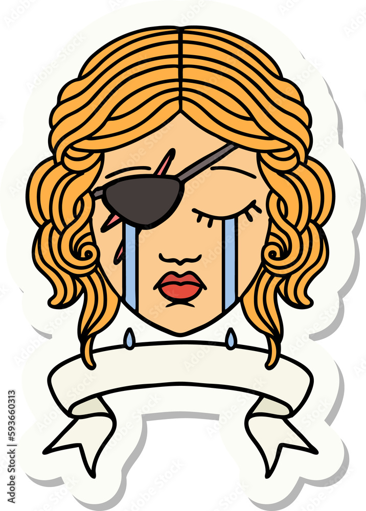 crying human rogue with banner sticker crying human rogue with banner sticker