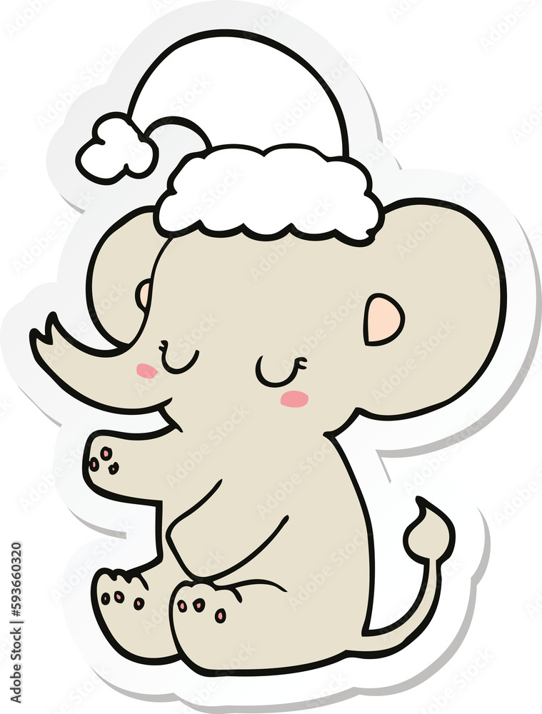 sticker of a cute christmas elephant sticker of a cute christmas elephant