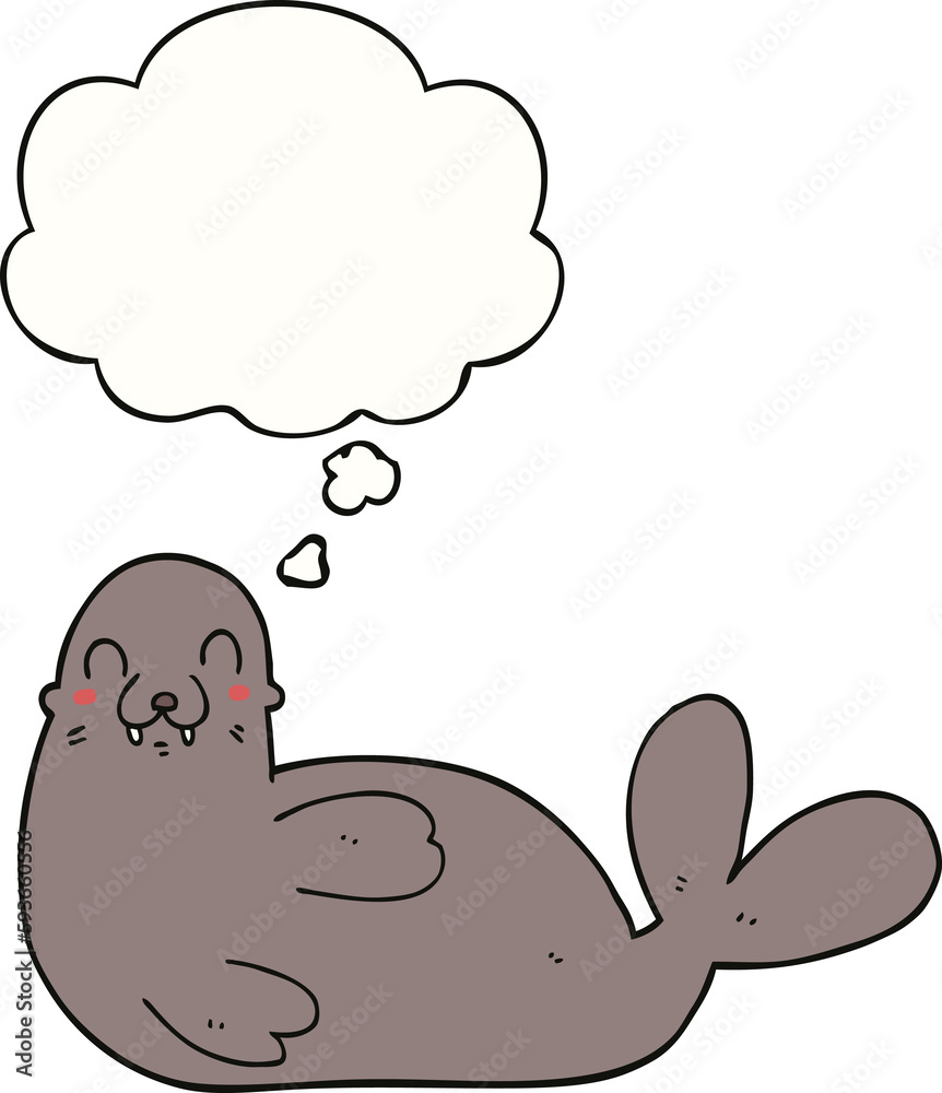 cartoon seal and thought bubble cartoon seal and thought bubble