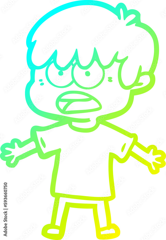 cold gradient line drawing worried cartoon boy cold gradient line drawing worried cartoon boy