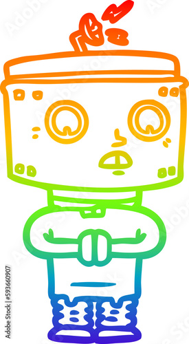 rainbow gradient line drawing cartoon robot