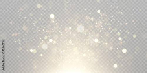 Light effect with lots of glittery highlights shining on transparent background for christmas new year design. And illustrations.