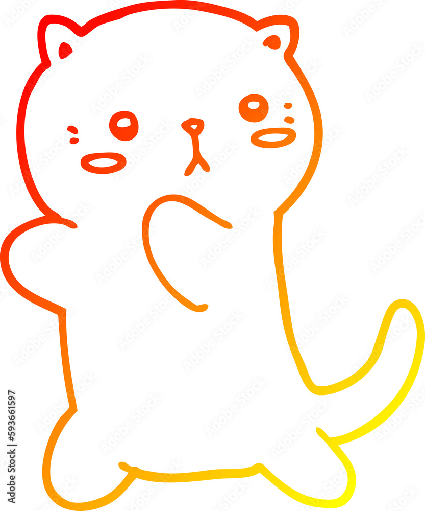Obraz premium warm gradient line drawing cute cartoon cat