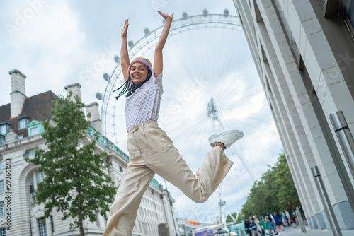 Triumphant jump at London Eye photo