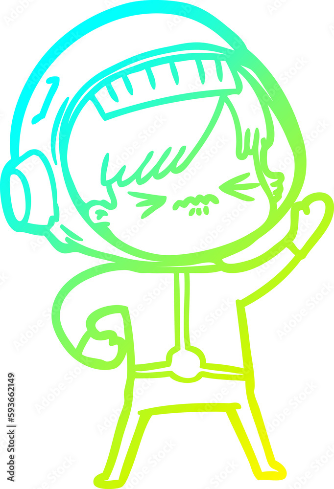 cold gradient line drawing cartoon astronaut woman cold gradient line drawing cartoon astronaut woman