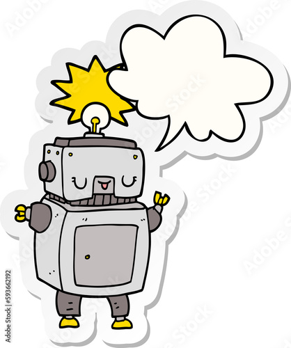 cartoon robot and speech bubble sticker