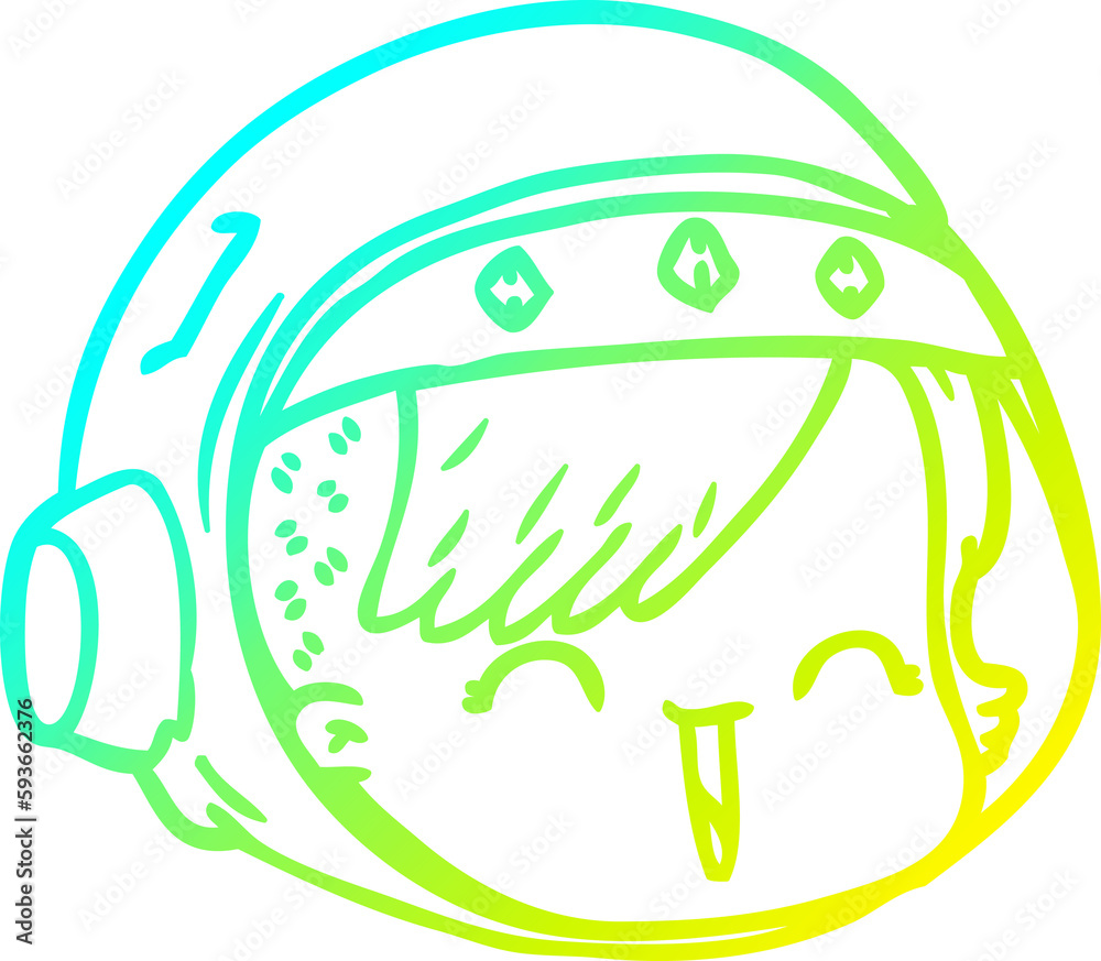 cold gradient line drawing cartoon happy astronaut face
