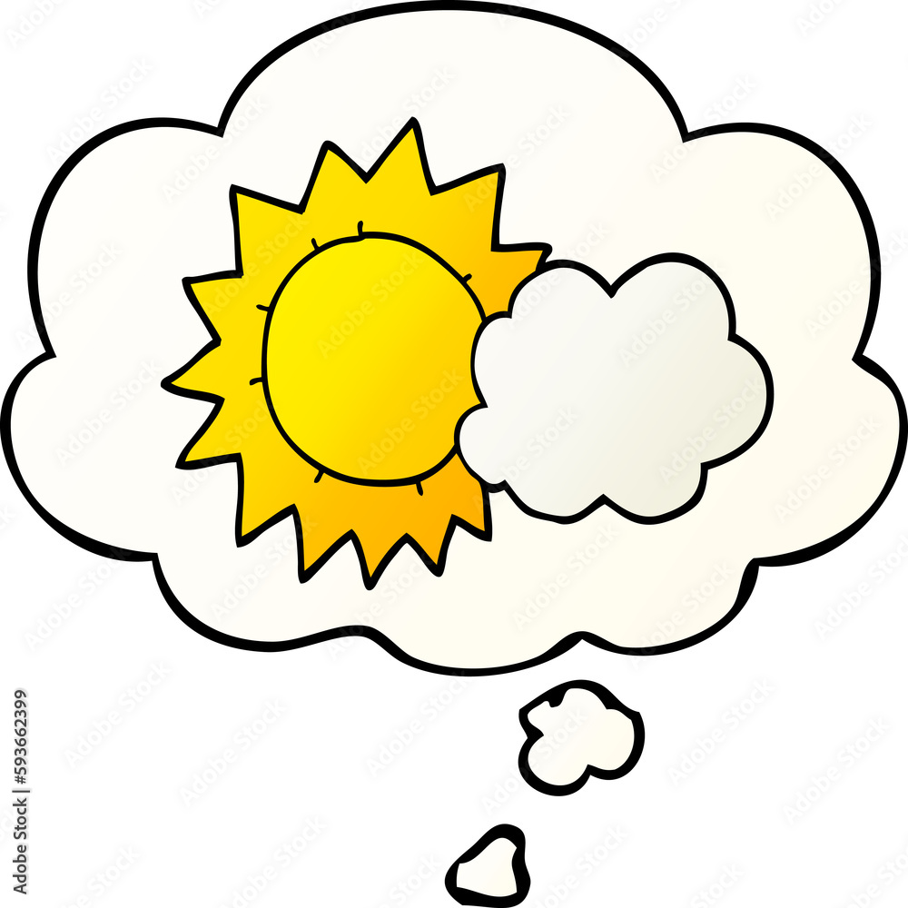cartoon weather and thought bubble in smooth gradient style cartoon weather and thought bubble in smooth gradient style