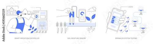 Irrigation system components abstract concept vector illustrations.