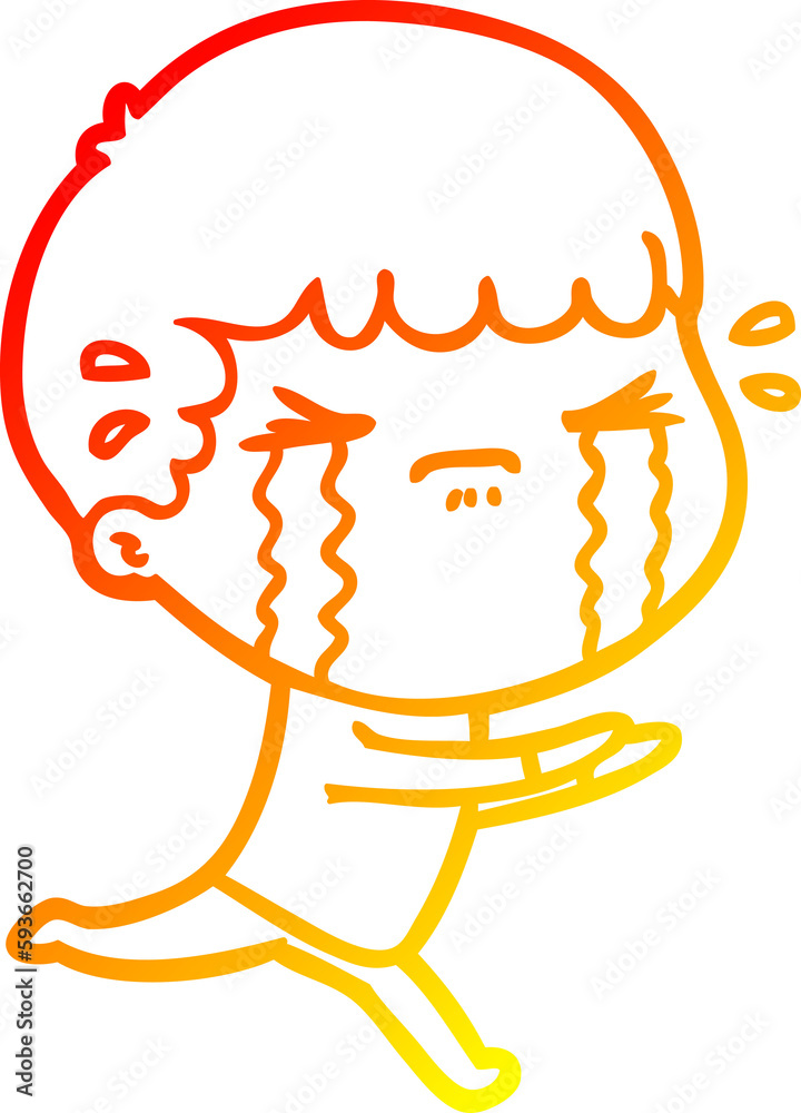 Obraz premium warm gradient line drawing cartoon man crying