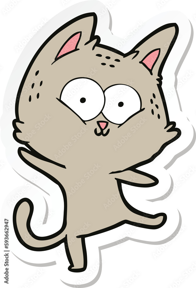 sticker of a cartoon cat dancing sticker of a cartoon cat dancing