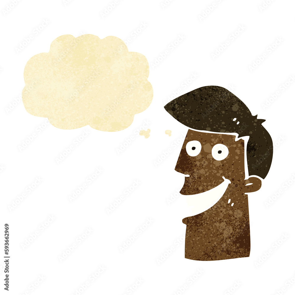 cartoon grinning man with thought bubble cartoon grinning man with thought bubble