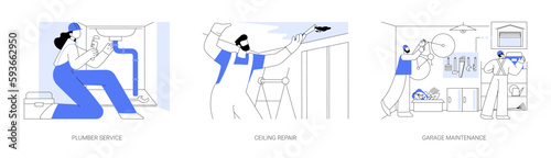 Property maintenance services abstract concept vector illustrations.