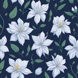 seamless white floral pattern, generative ai 