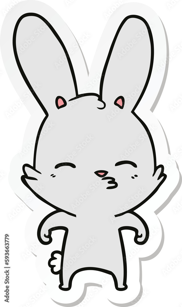 sticker of a curious bunny cartoon sticker of a curious bunny cartoon