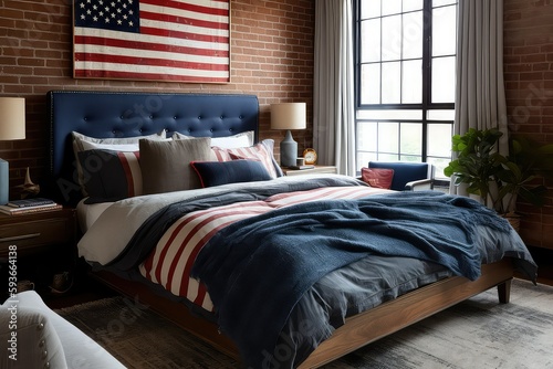 American Flag bed Sheets and Bedroom Generative AI