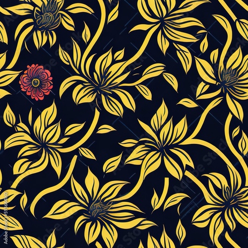 seamless yellow floral background  generative ai 