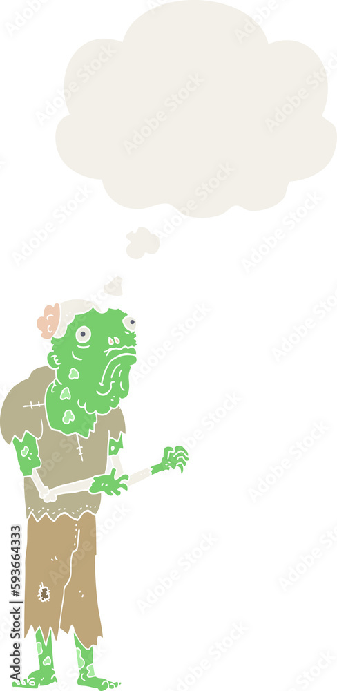 cartoon zombie and thought bubble in retro style cartoon zombie and thought bubble in retro style