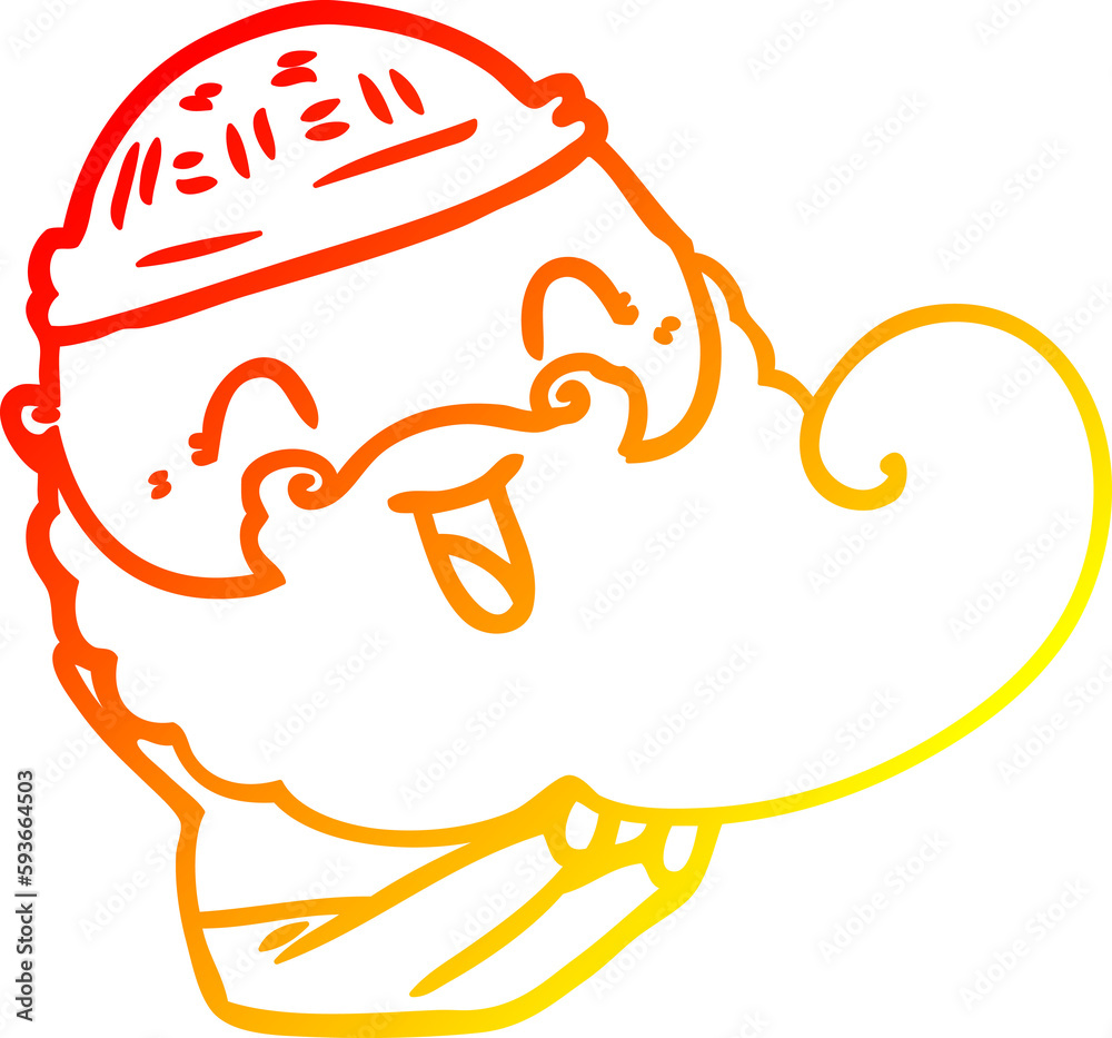 Obraz premium warm gradient line drawing happy bearded man