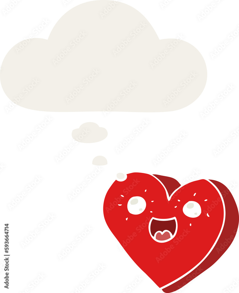 heart cartoon character and thought bubble in retro style heart cartoon character and thought bubble in retro style