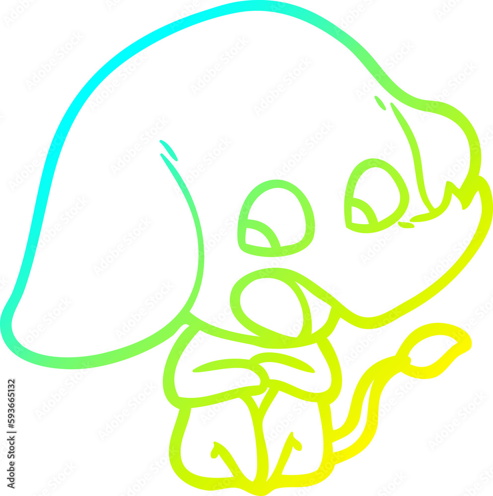 cold gradient line drawing cute cartoon elephant cold gradient line drawing cute cartoon elephant