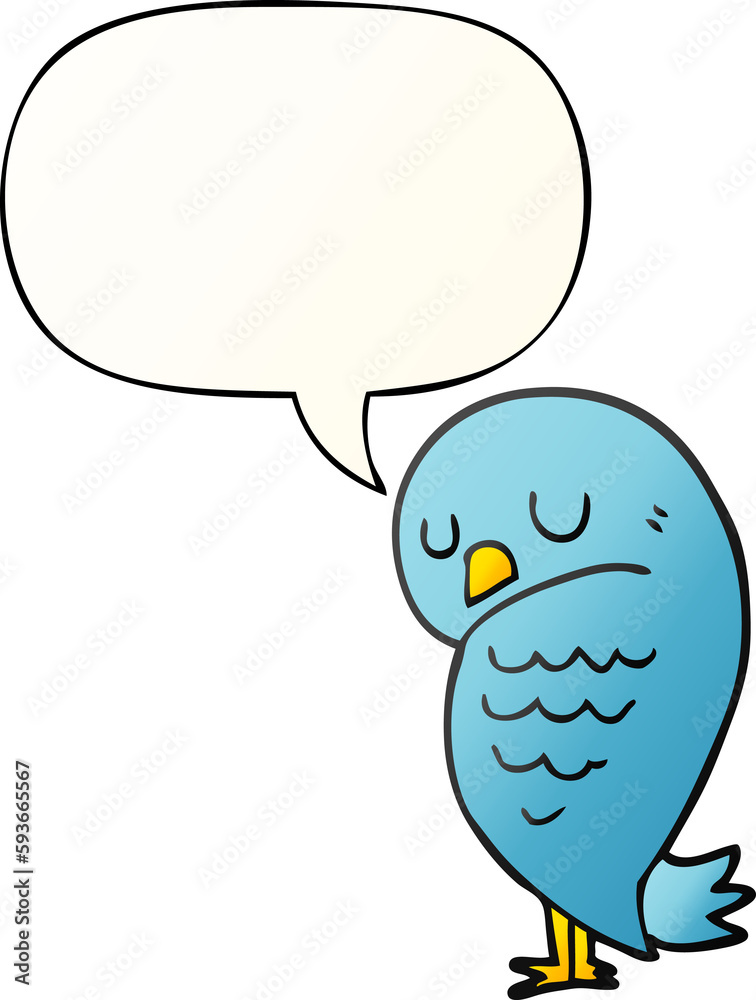cartoon bird and speech bubble in smooth gradient style cartoon bird and speech bubble in smooth gradient style