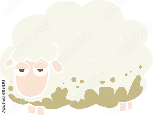 flat color illustration of a cartoon muddy winter sheep © lineartestpilot