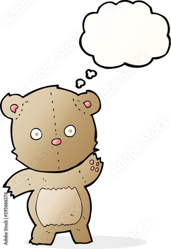 cartoon teddy bear with thought bubble