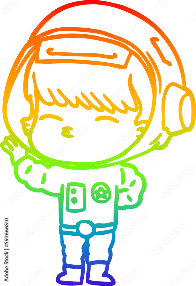 rainbow gradient line drawing cartoon curious astronaut rainbow gradient line drawing cartoon curious astronaut
