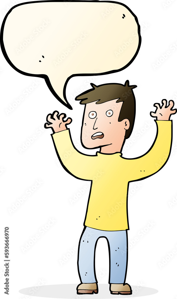 cartoon terrified man with speech bubble cartoon terrified man with speech bubble