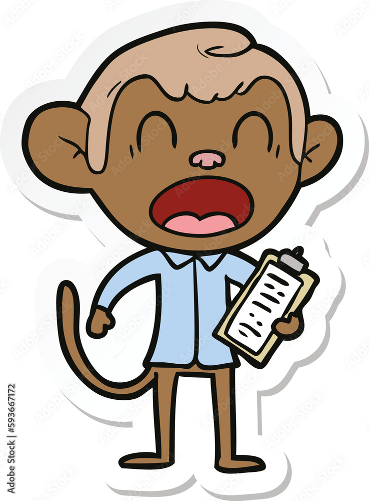 sticker of a shouting cartoon monkey sticker of a shouting cartoon monkey