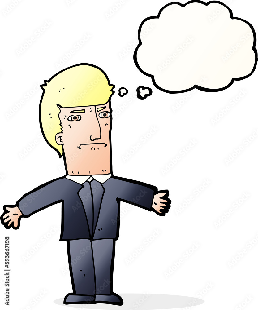 cartoon annoyed boss with thought bubble