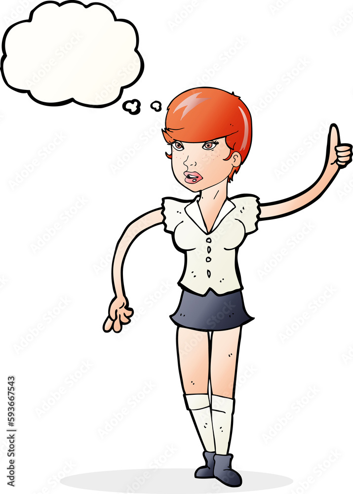 cartoon pretty girl asking question with thought bubble cartoon pretty girl asking question with thought bubble