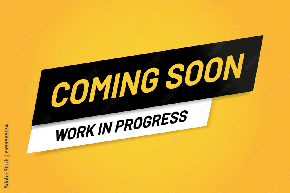 Modern coming soon bar banner icon. Work in progress symbol. Flat simple web label element.