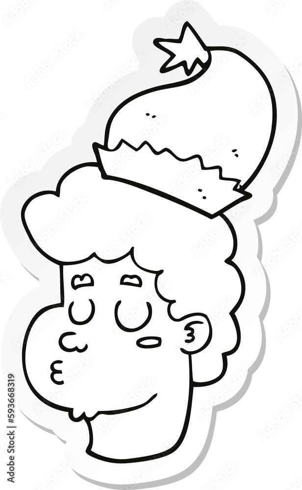 sticker of a cartoon man wearing christmas hat