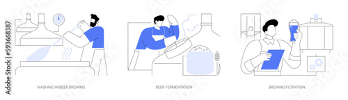 Beer production abstract concept vector illustrations.