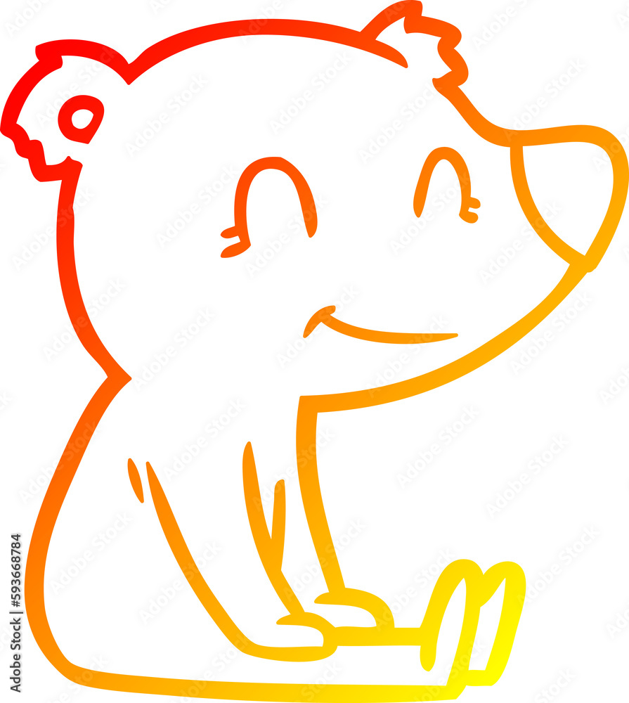 Obraz premium warm gradient line drawing sitting bear cartoon