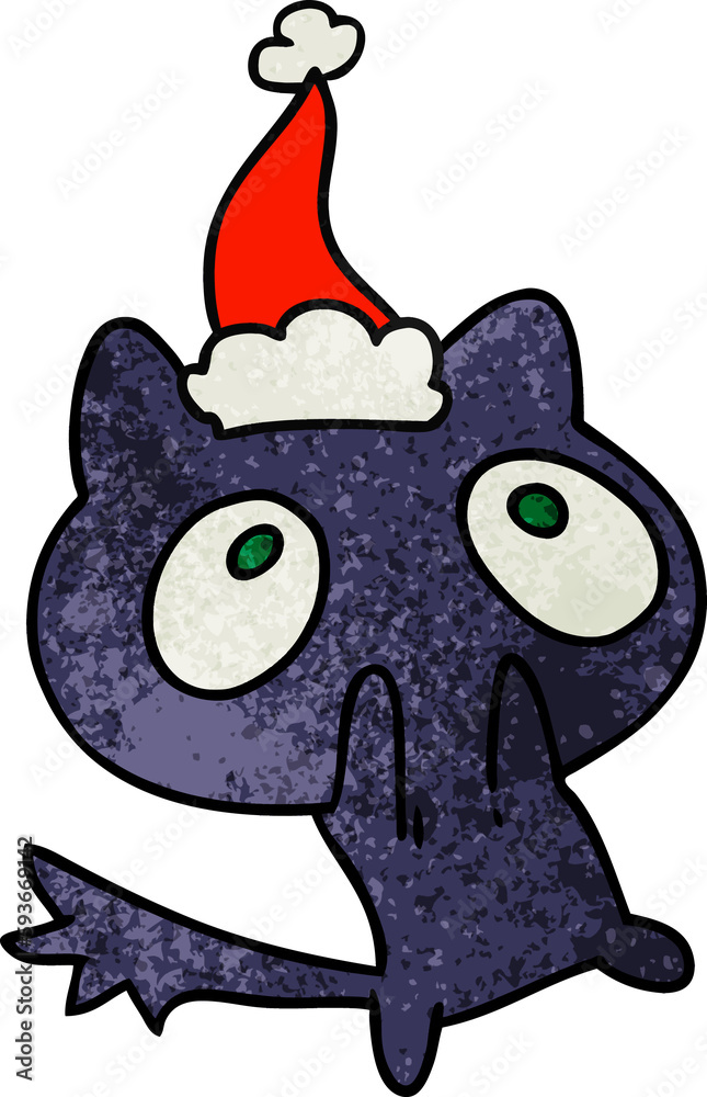 christmas textured cartoon of kawaii cat christmas textured cartoon of kawaii cat