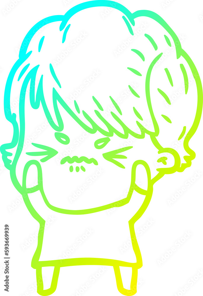 cold gradient line drawing cartoon frustrated woman cold gradient line drawing cartoon frustrated woman