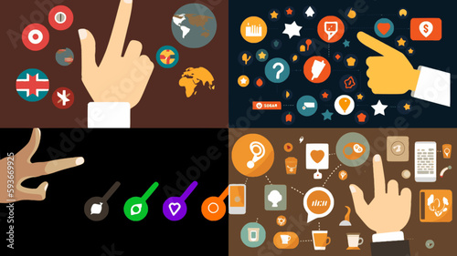  Hand Pointing to Social Media Icons
