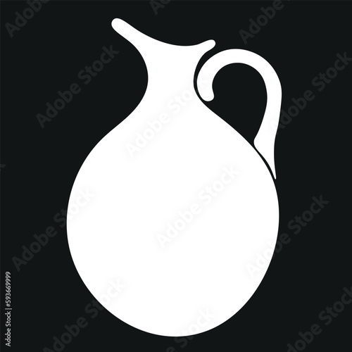Vintage water jug silhouette, flat style, white on black, icon